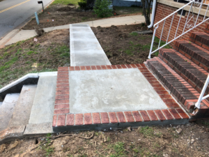 faux brick border and stairs